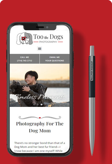 WordPress Website Re-design for Too The Dogs Photography